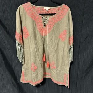 Freeway | Tops | Freeway Size L Bohemian Top Tan Hot Orange / V-17